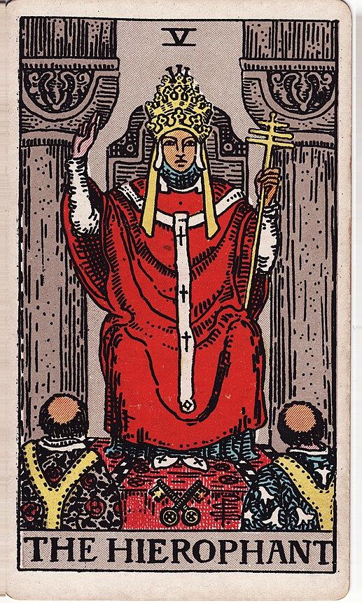 Lá The Hierophant (Giáo hoàng) trong bộ Rider–Waite–Smith 1909