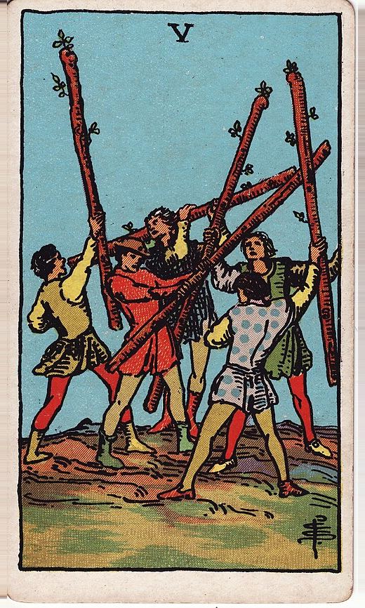 Lá Năm Gậy (Five of Wands)