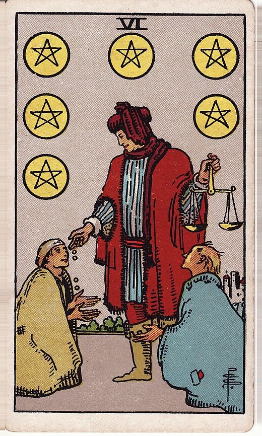 Lá Sáu Tiền (Six of Pentacles)