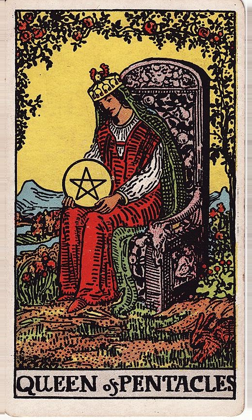 Lá Nữ hoàng Tiền (Queen of Pentacles)